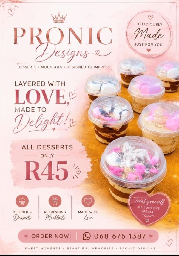 Deserts, biscuits and mocktails
